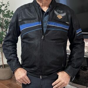 Harley Davidson Men's 115th anniversary Black Motorcycle Mesh Riding Jacket EUC
